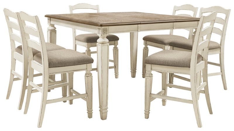 Realyn Two-Tone Counter Height Dining Table And 6 Barstools