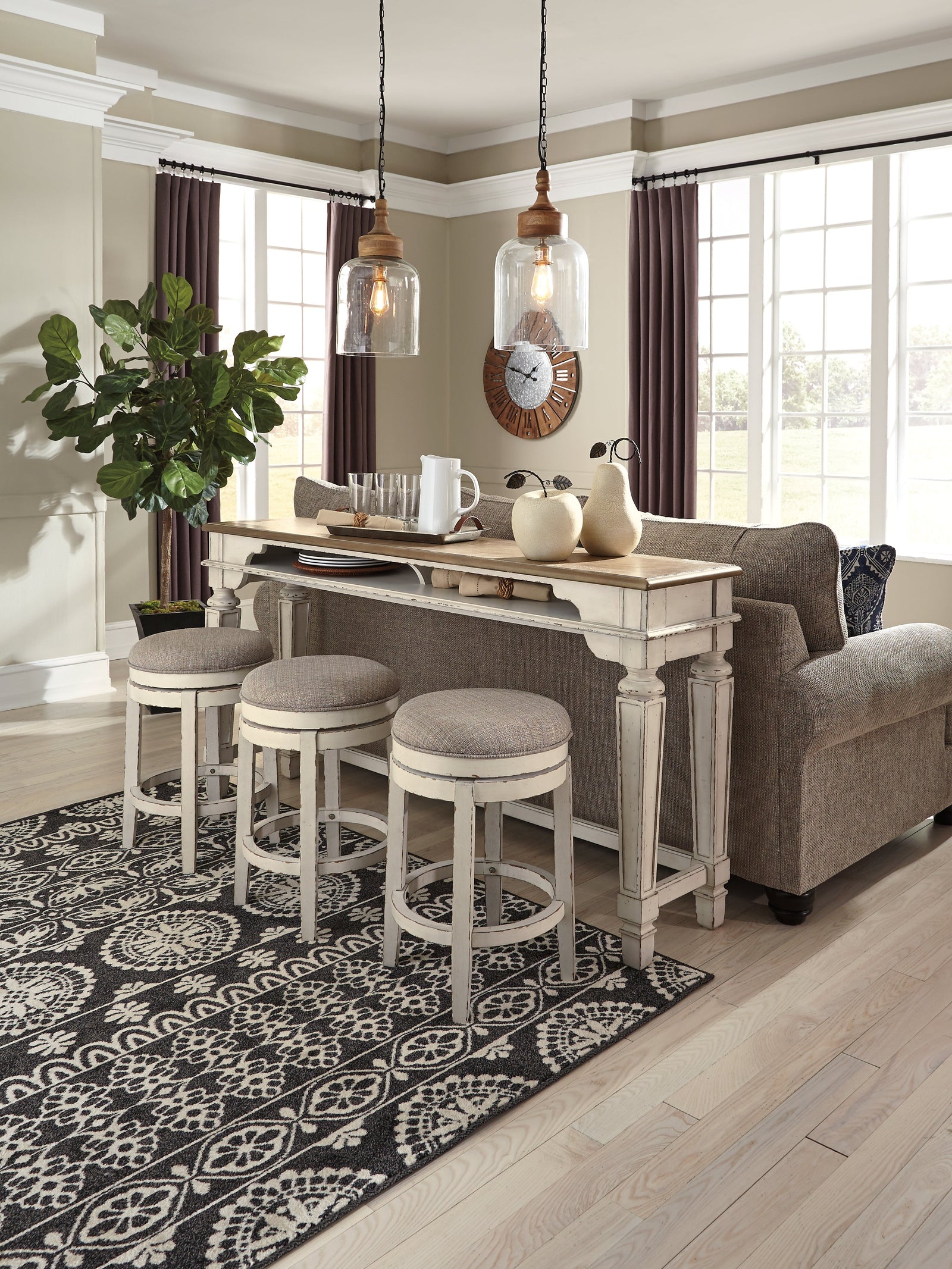 Realyn Two-Tone Counter Height Dining Table And 3 Barstools