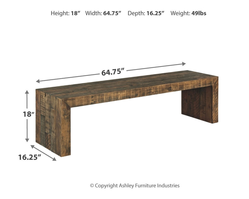 Sommerford Brown 65" Dining Bench