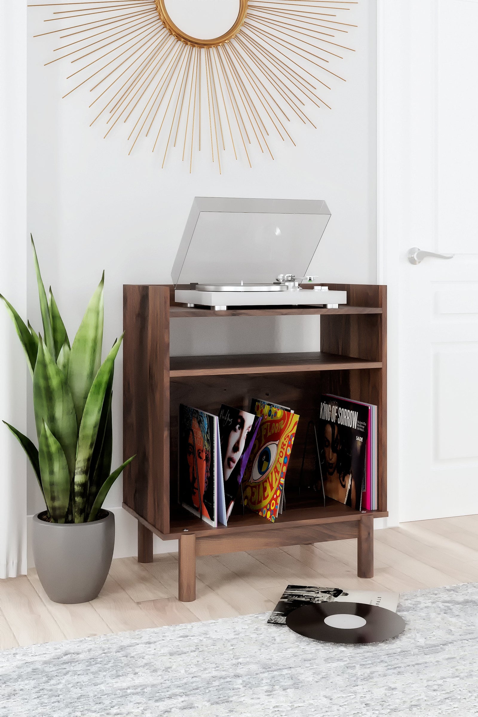 Calverson Mocha Turntable Accent Console