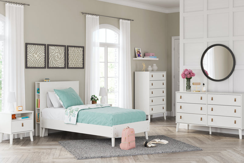 Aprilyn White Twin Bookcase Bed