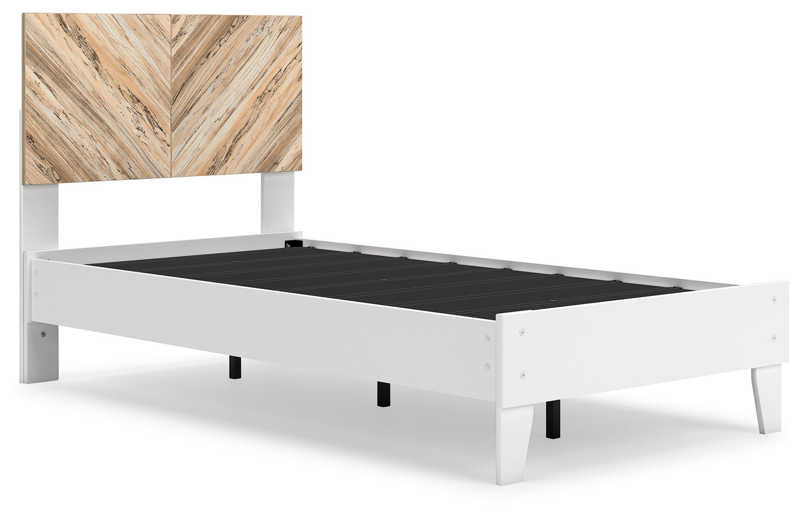 Piperton Two-Tone Brown White Twin Panel Platform Bed