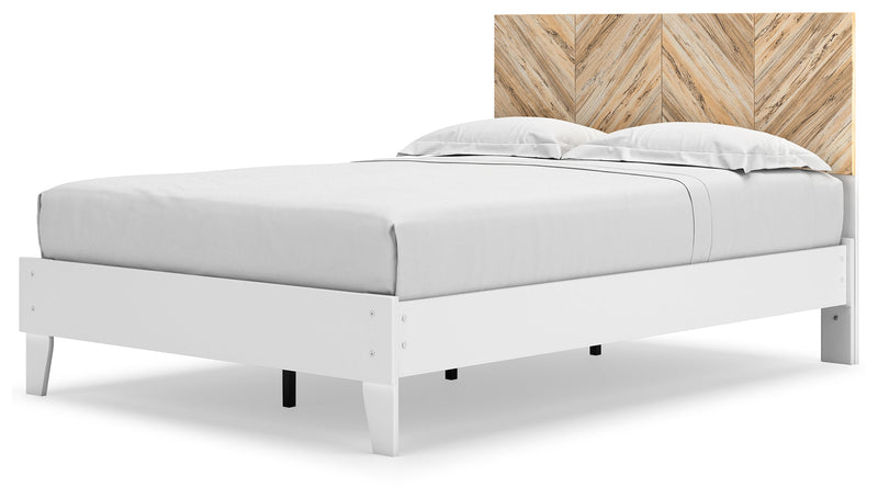 Piperton Two-Tone Brown White Full Panel Platform Bed