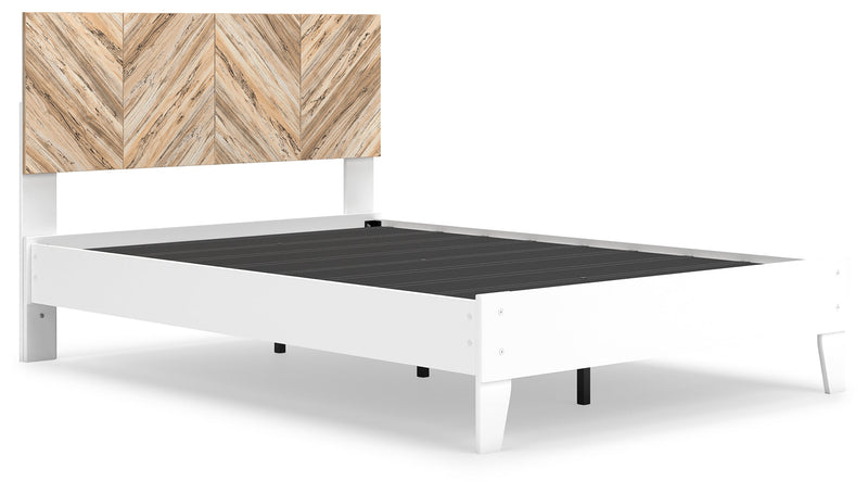 Piperton Two-Tone Brown White Full Panel Platform Bed