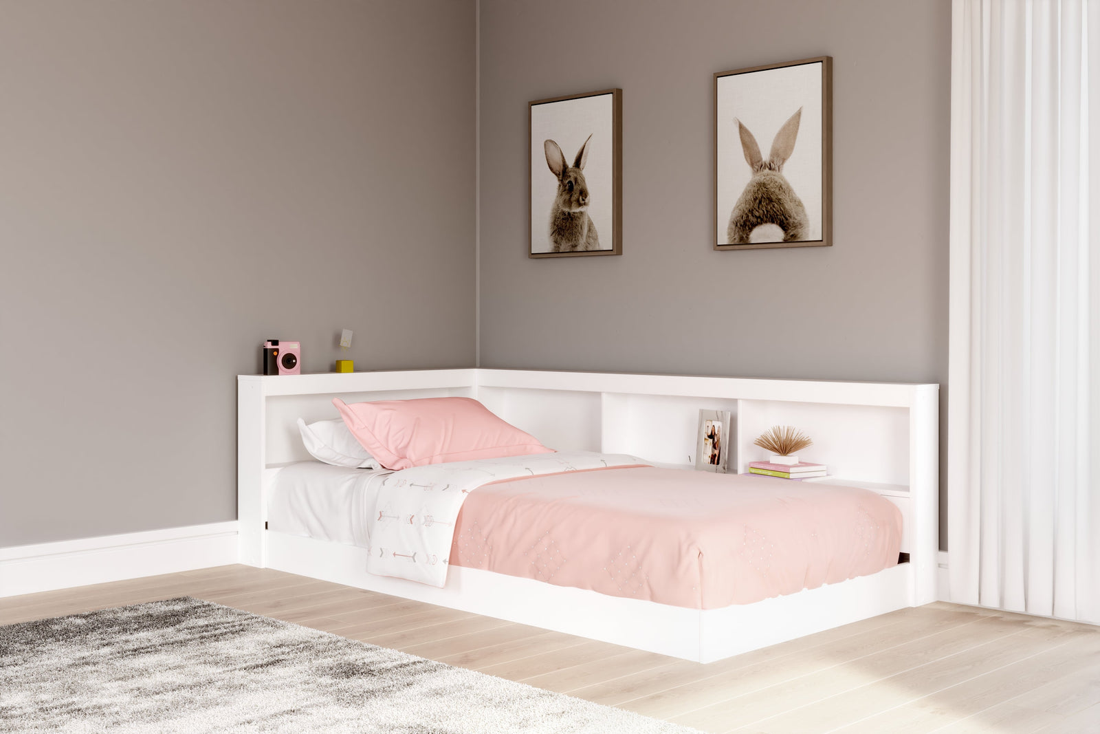 Piperton White Twin Bookcase Storage Bed