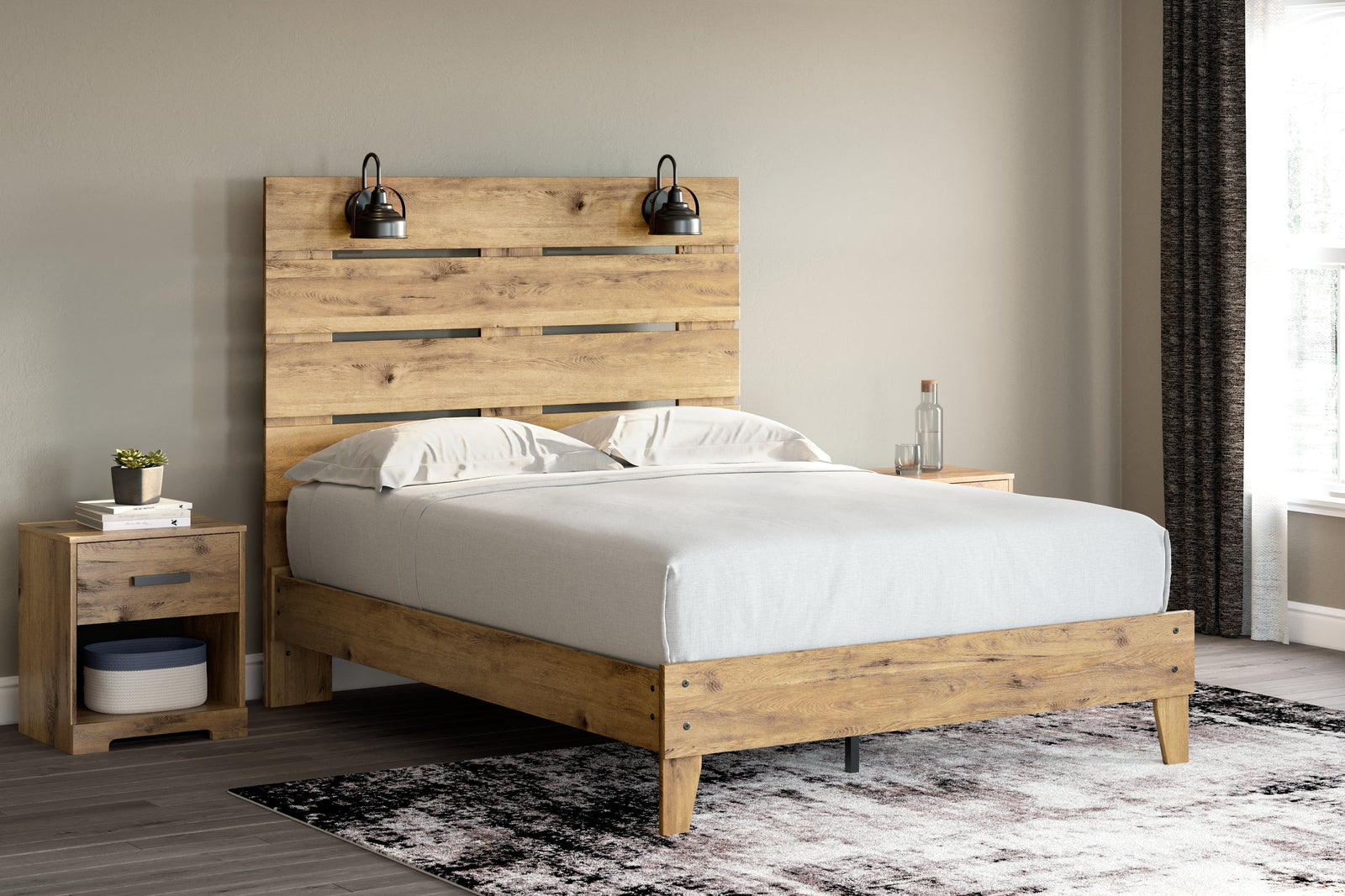 Larstin Brown Queen Panel Platform Bed