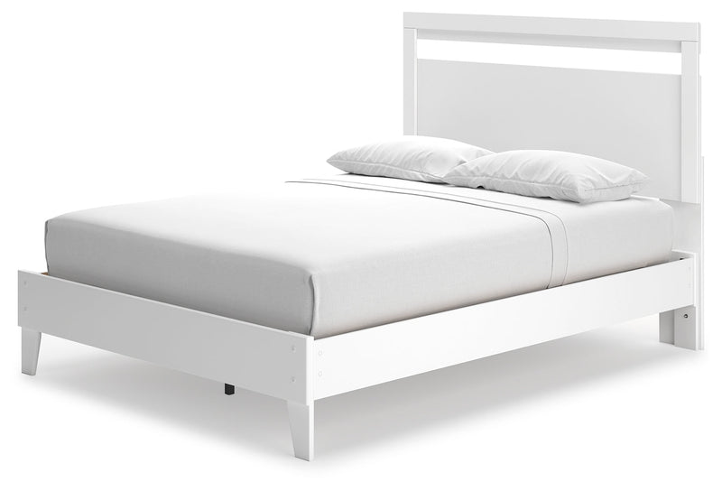 Flannia White Queen Panel Platform Bed