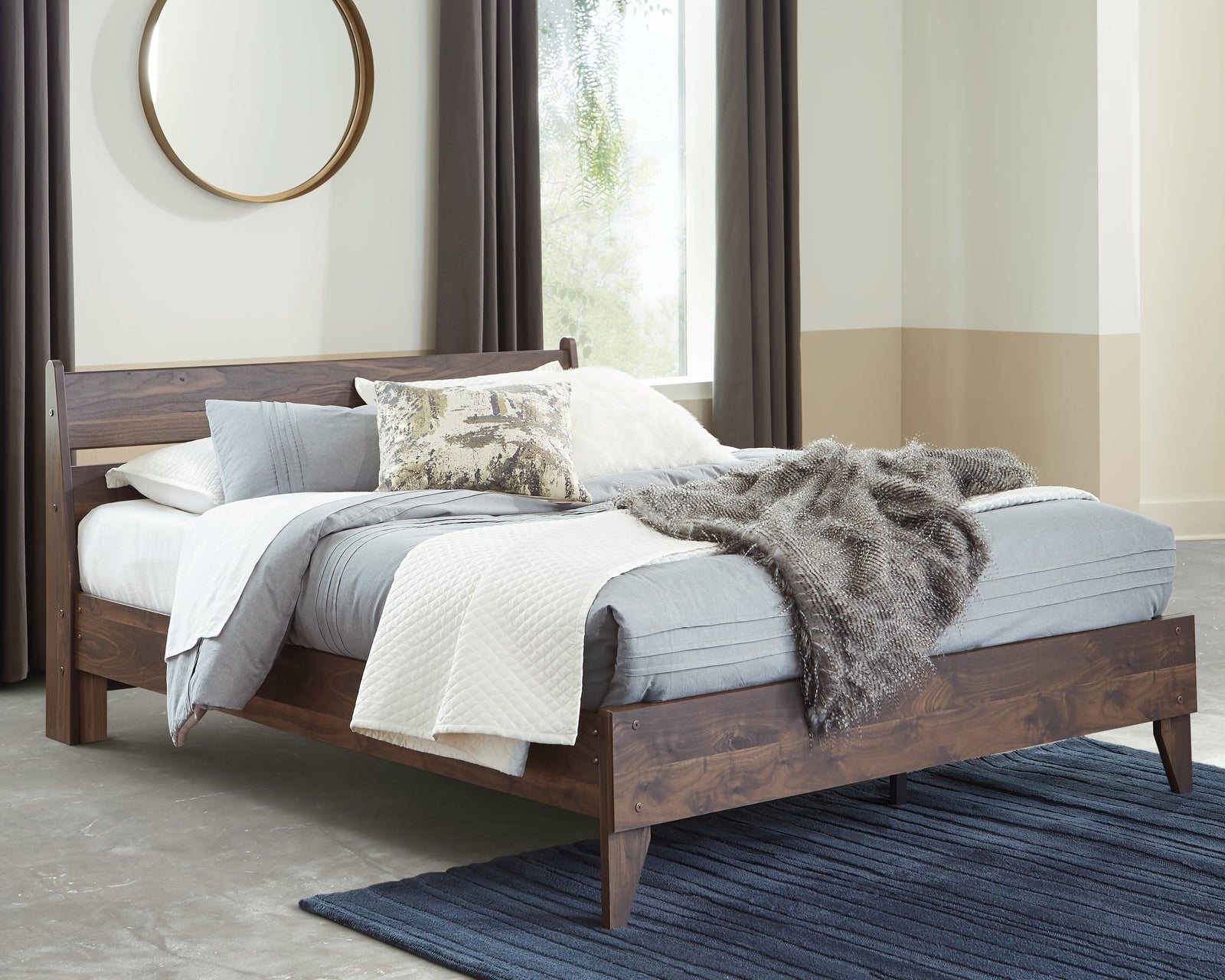 Calverson Mocha Queen Panel Platform Bed