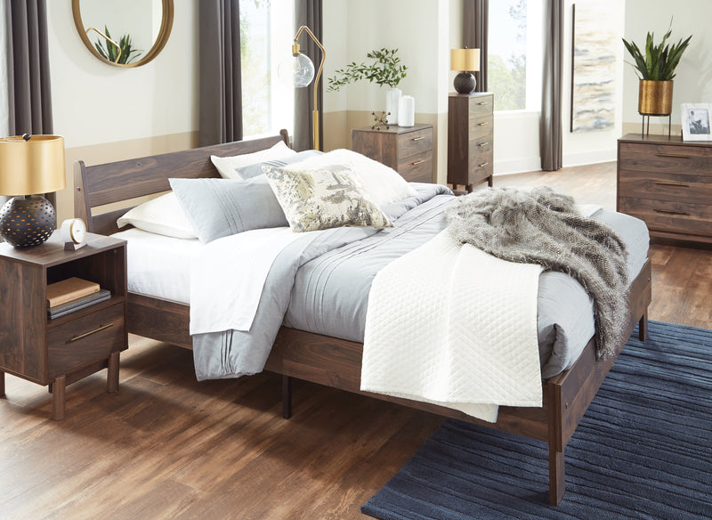 Calverson Mocha Queen Panel Platform Bed