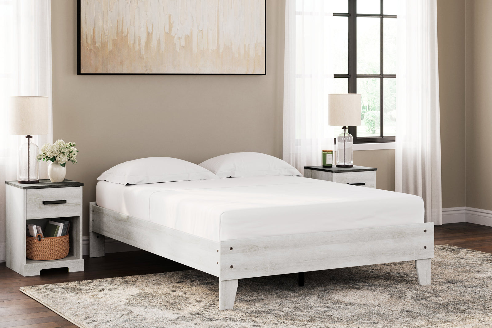 Shawburn Whitewash Full Platform Bed