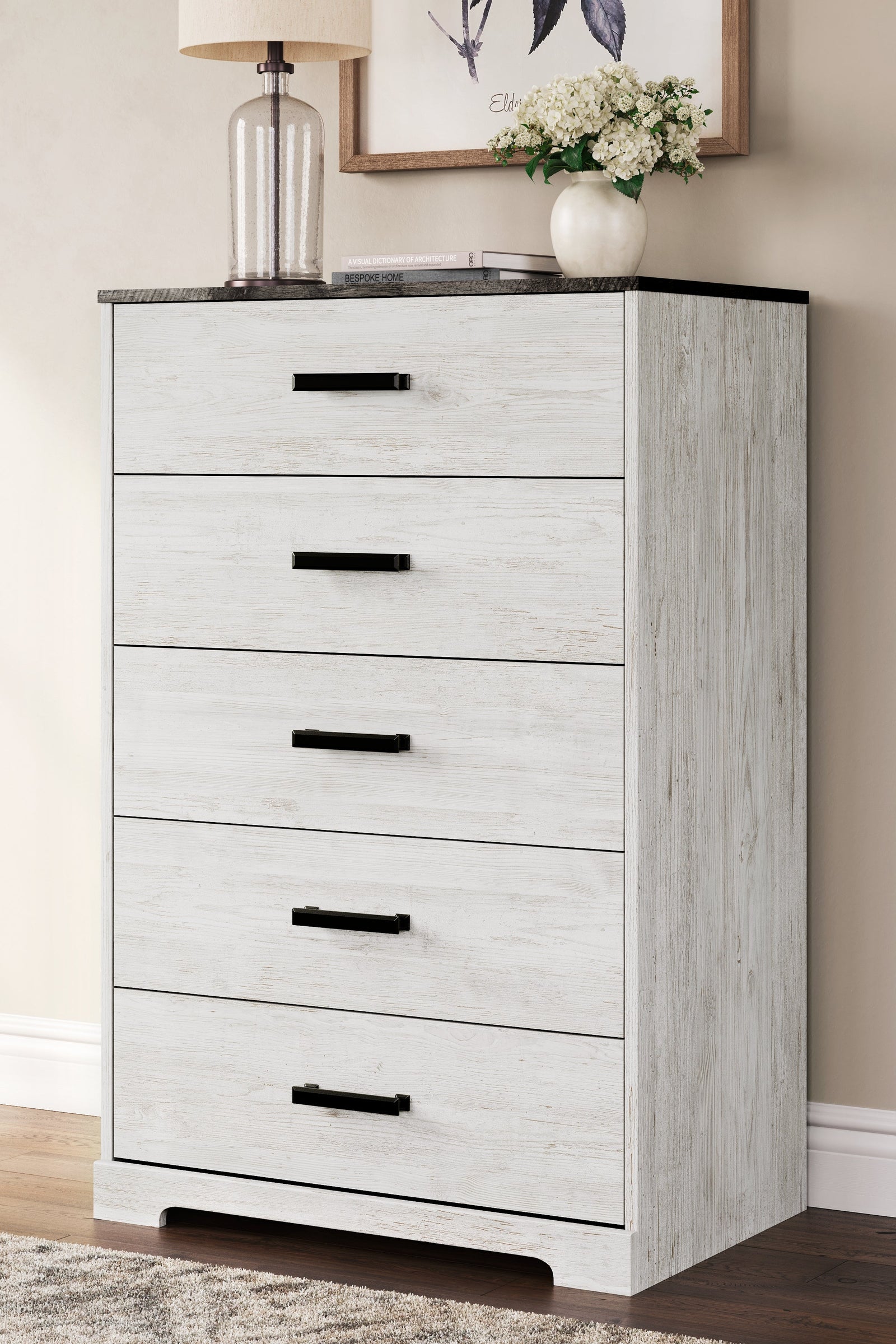 Shawburn Whitewash Charcoal Gray Chest Of Drawers