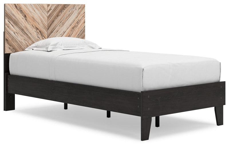 Piperton Two-Tone Brown White Twin Panel Platform Bed