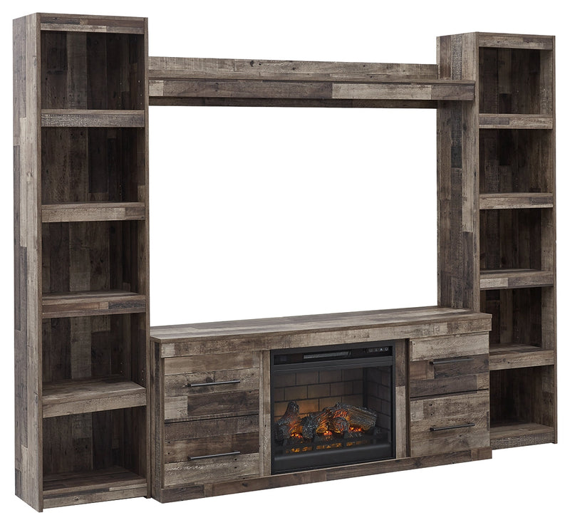 Derekson Multi Gray 4-Piece Entertainment Center With Electric Fireplace