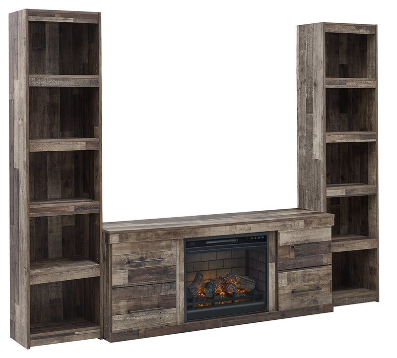 Derekson Multi Gray 3-Piece Entertainment Center With Electric Fireplace