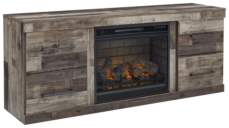 Derekson Multi Gray Tv Stand With Electric Fireplace