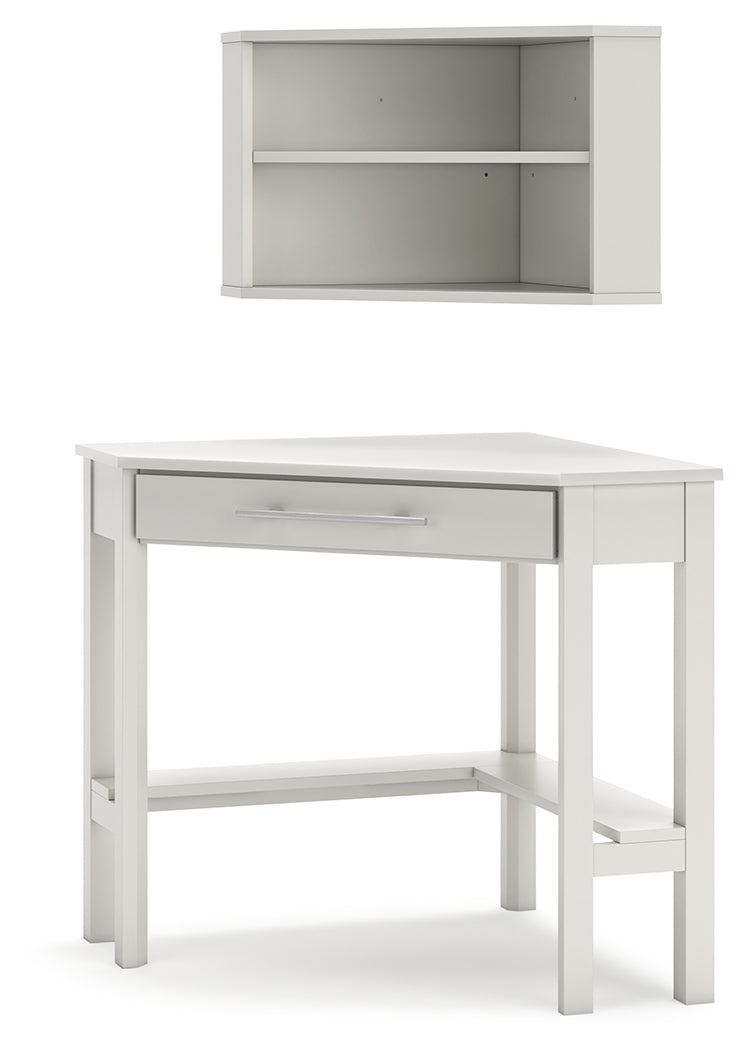 Grannen White Home Office Corner Desk With Bookcase