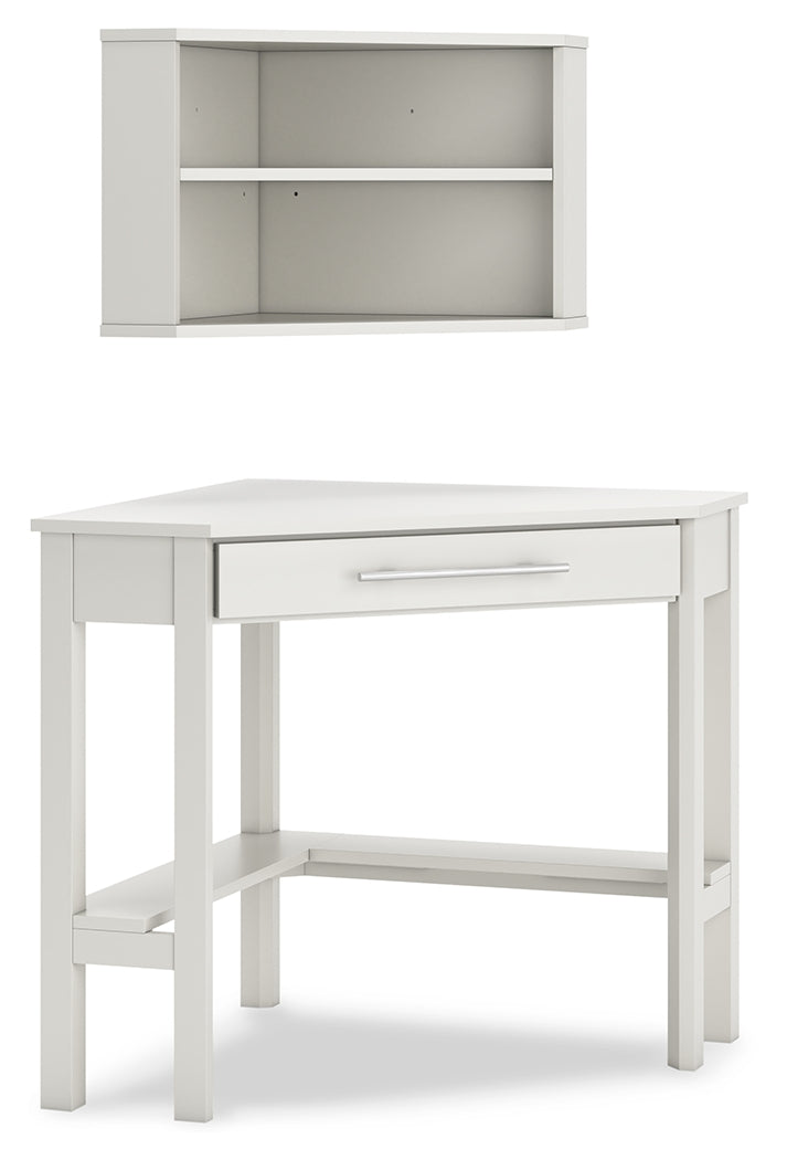 Grannen White Home Office Corner Desk With Bookcase