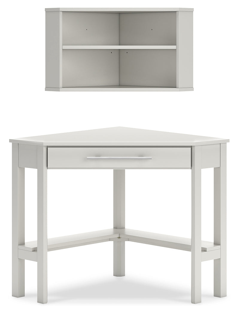 Grannen White Home Office Corner Desk With Bookcase