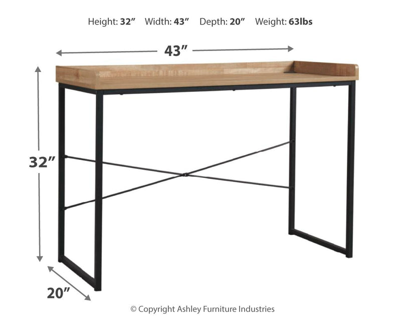 Gerdanet Light Brown Black 43" Home Office Desk