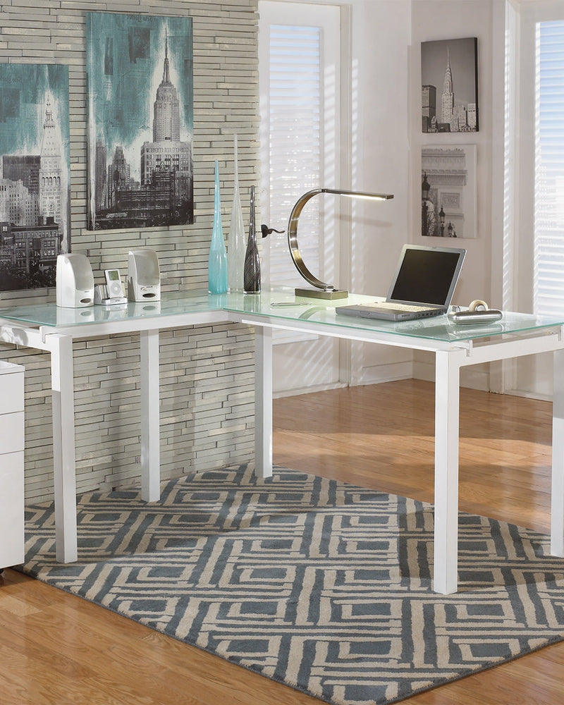 Baraga White Home Office L-desk