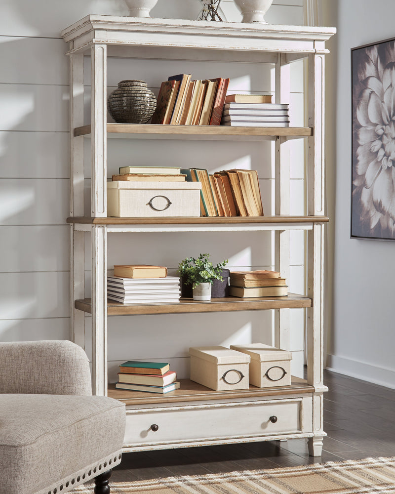 Realyn Brown White 75" Bookcase