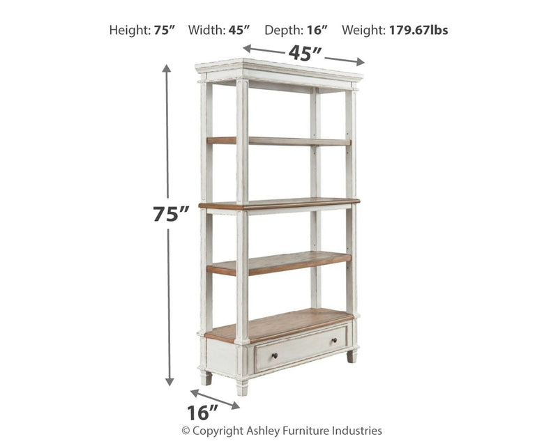 Realyn Brown White 75" Bookcase