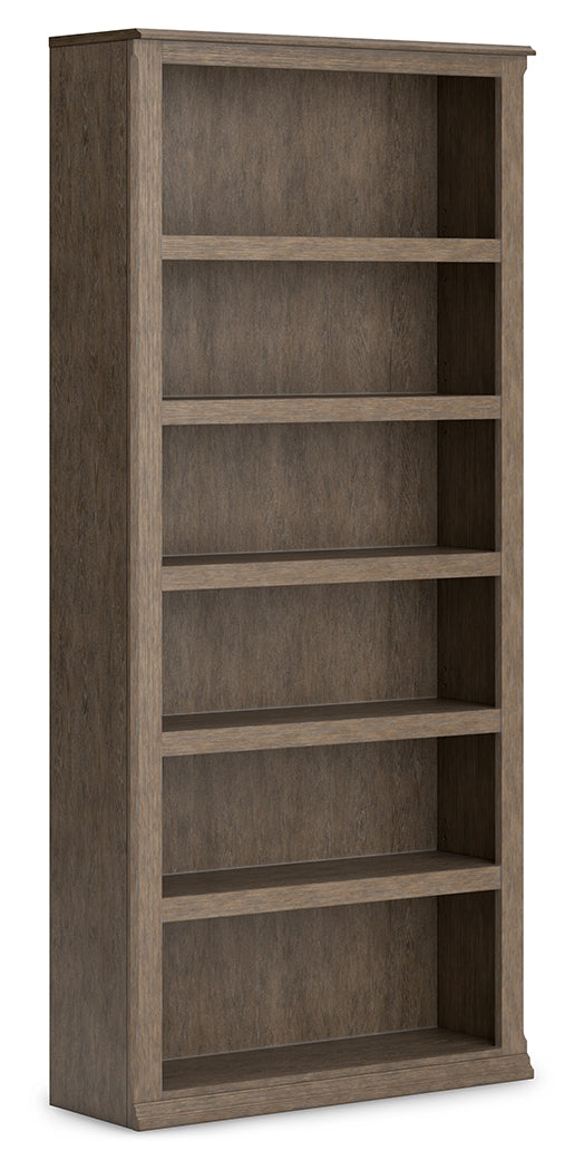 Janismore Weathered Gray Large Bookcase