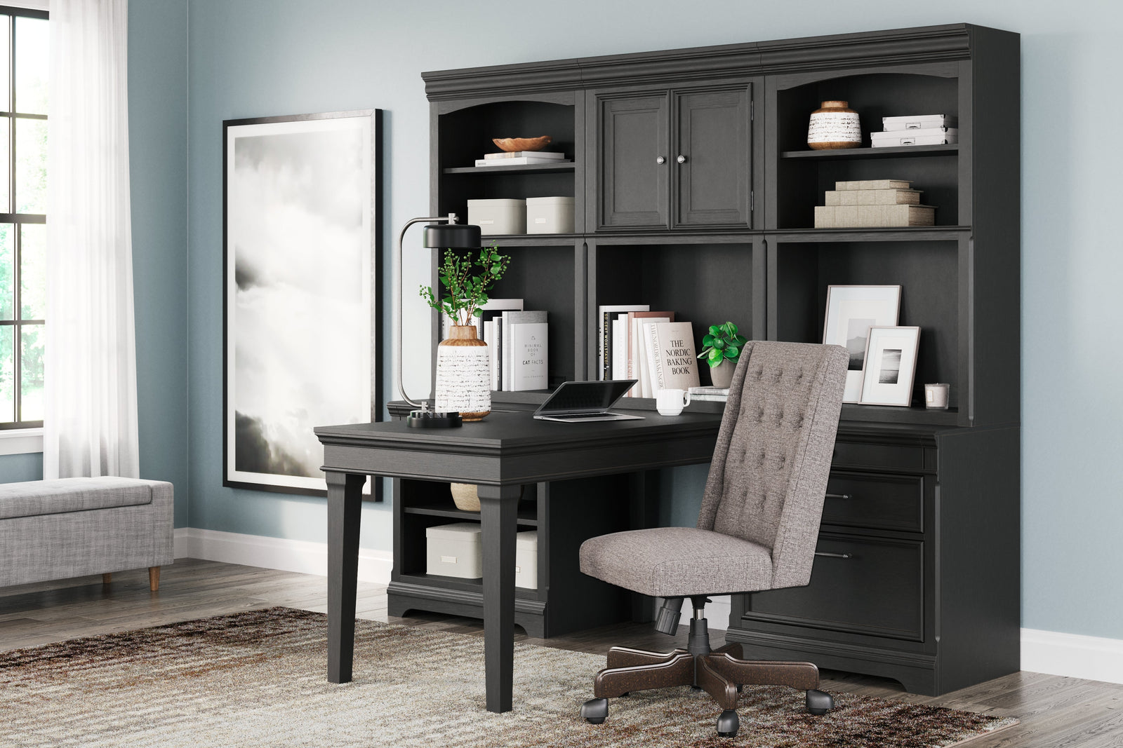 Beckincreek Black Home Office Bookcase Desk H778H4