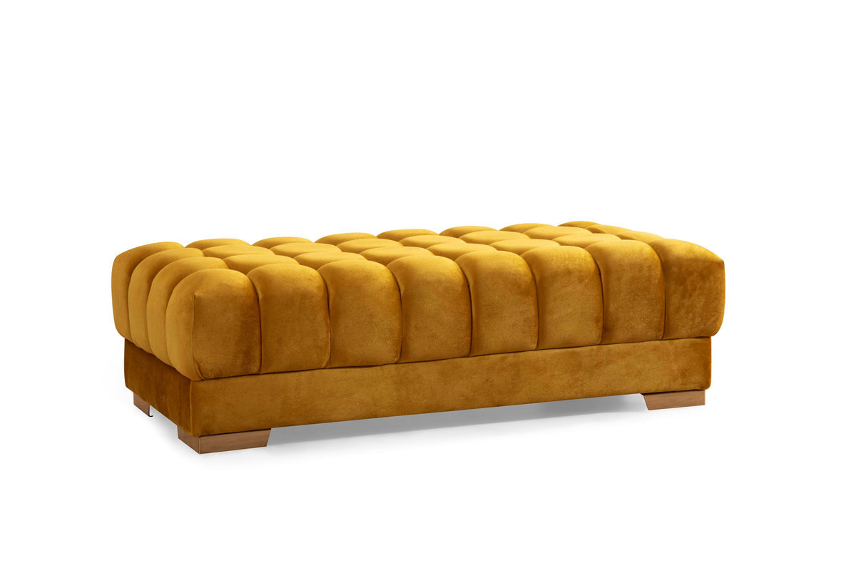 Mia Mustard Velvet Rectangle Ottoman