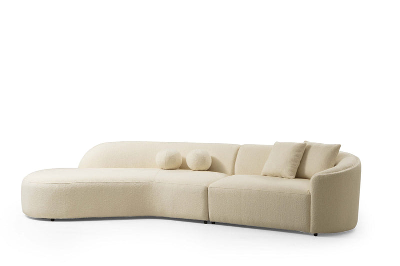 Ava Ivory Boucle Curved Laf Sectional