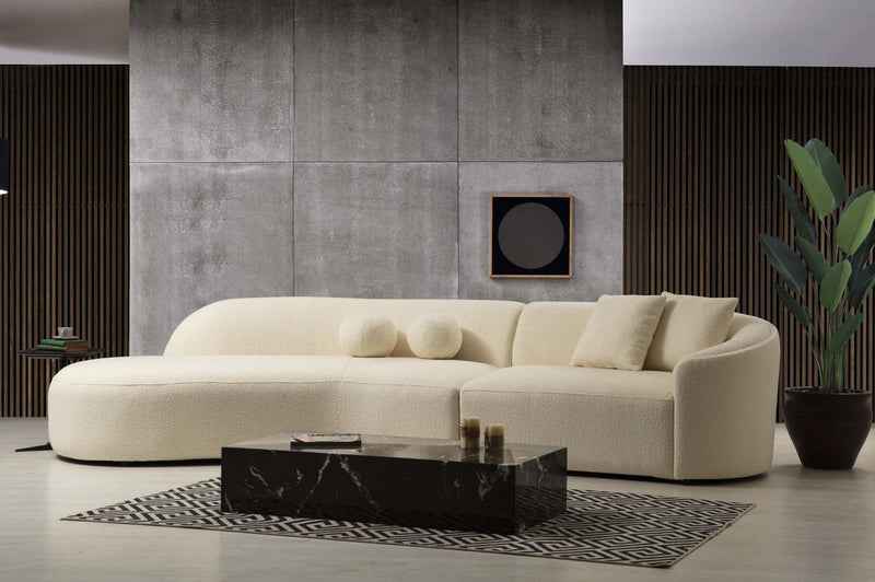 Ava Ivory Boucle Curved Laf Sectional