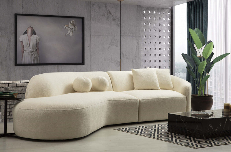 Ava Ivory Boucle Curved Laf Sectional