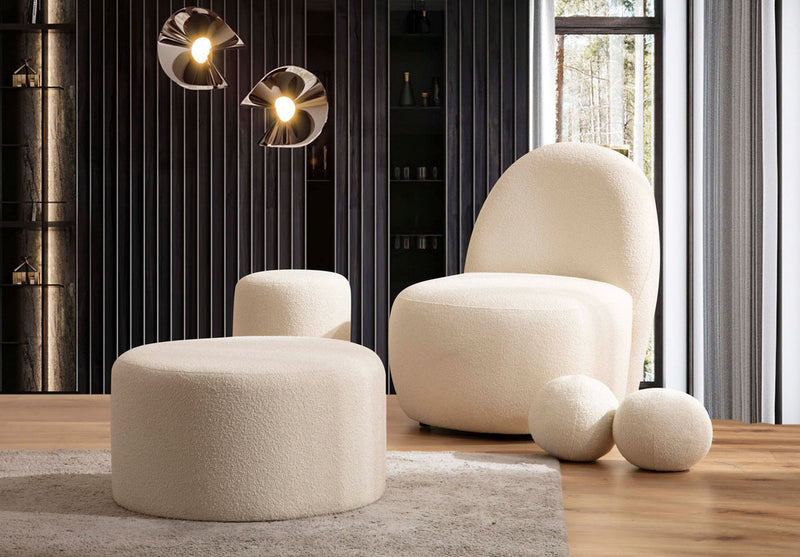 Ava Ivory Boucle Stool