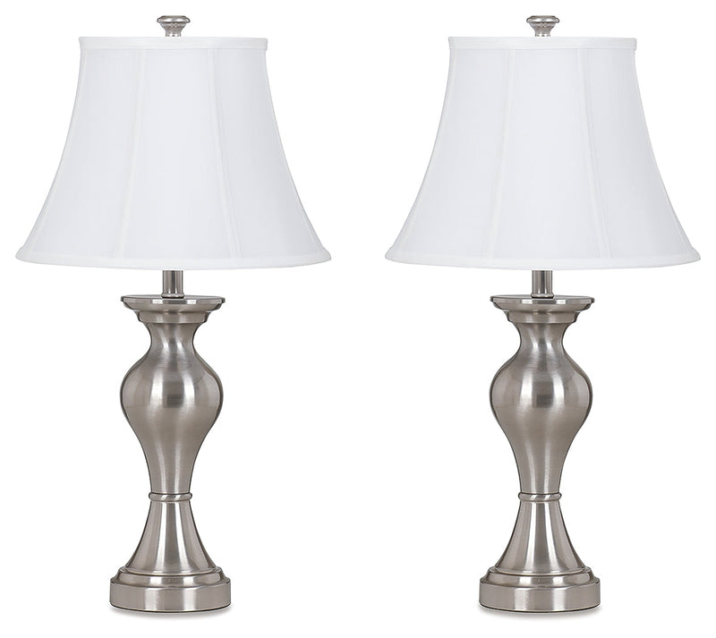 Rishona Brushed Silver Finish Table Lamp (Set of 2)