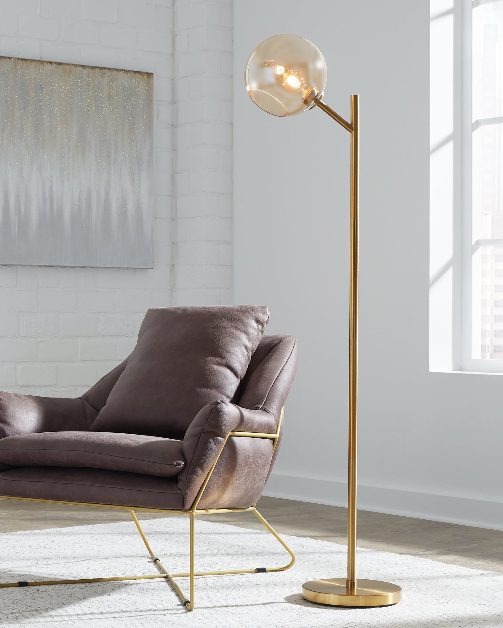 Abanson Amber Gold Finish Floor Lamp