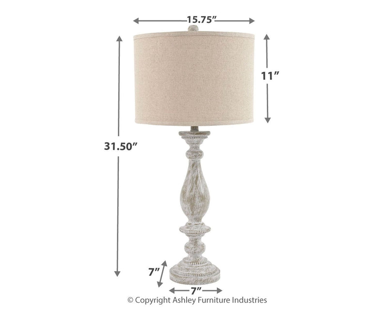 Bernadate Whitewash Table Lamp (Set of 2)