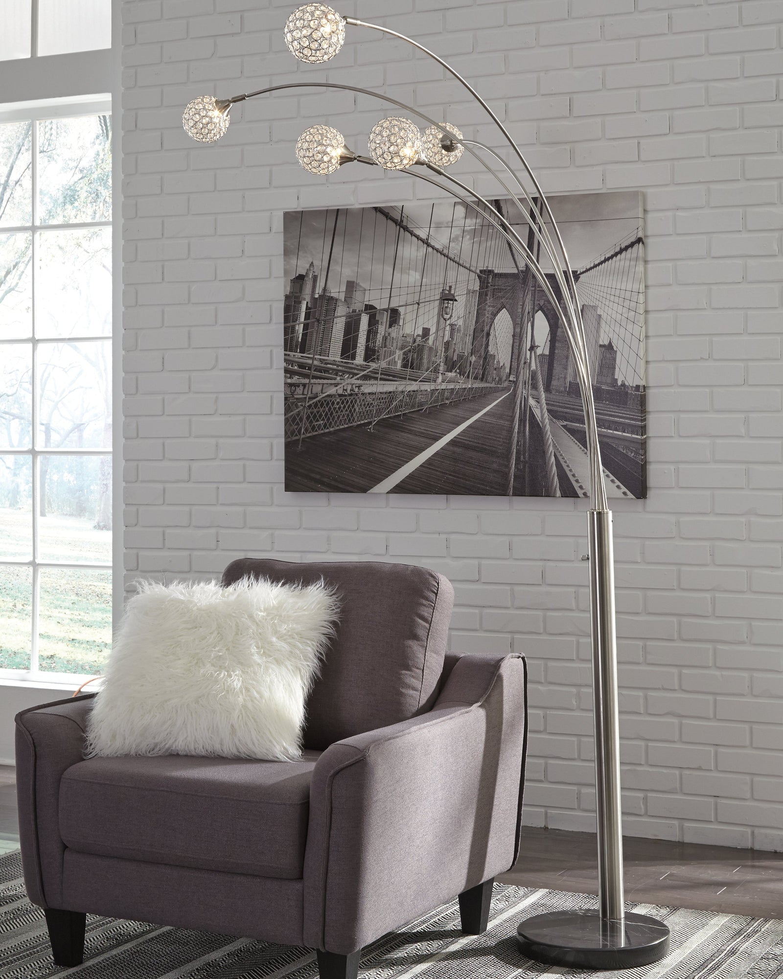 Winter Silver Finish Arc Lamp