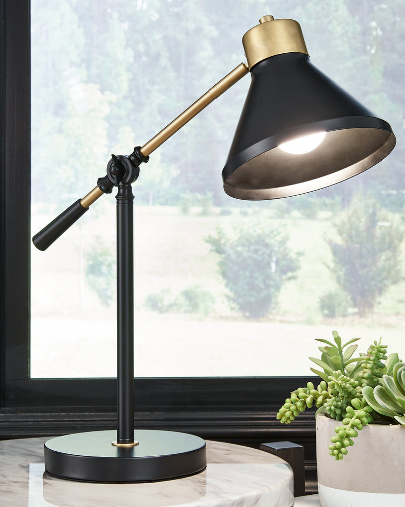 Garville Black Gold Finish Desk Lamp