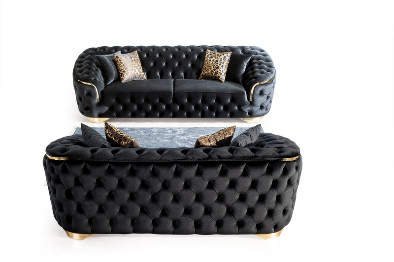 Scarlett Black Velvet Sofa & Loveseat