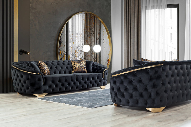 Scarlett Black Velvet Sofa & Loveseat