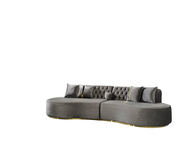 Sophia Gray Velvet Curved Sectional