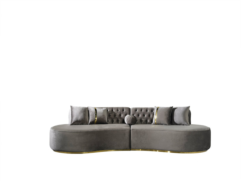 Sophia Gray Velvet Curved Sectional