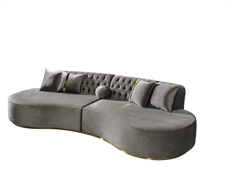 Sophia Gray Velvet Curved Sectional