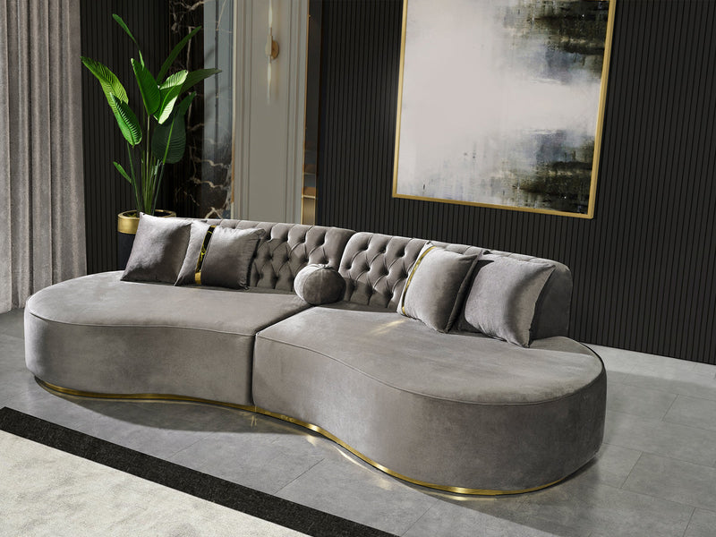 Sophia Gray Velvet Curved Sectional