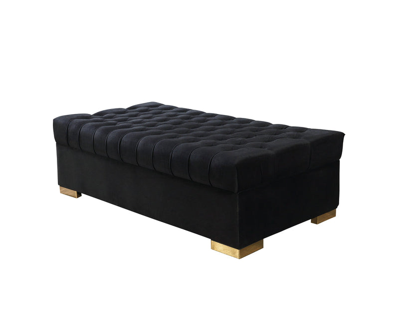 Emma Black Velvet Rectangle Ottoman