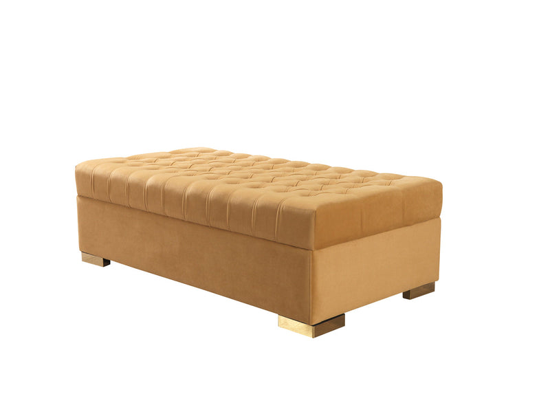 Emma Mustard Velvet Rectangle Ottoman