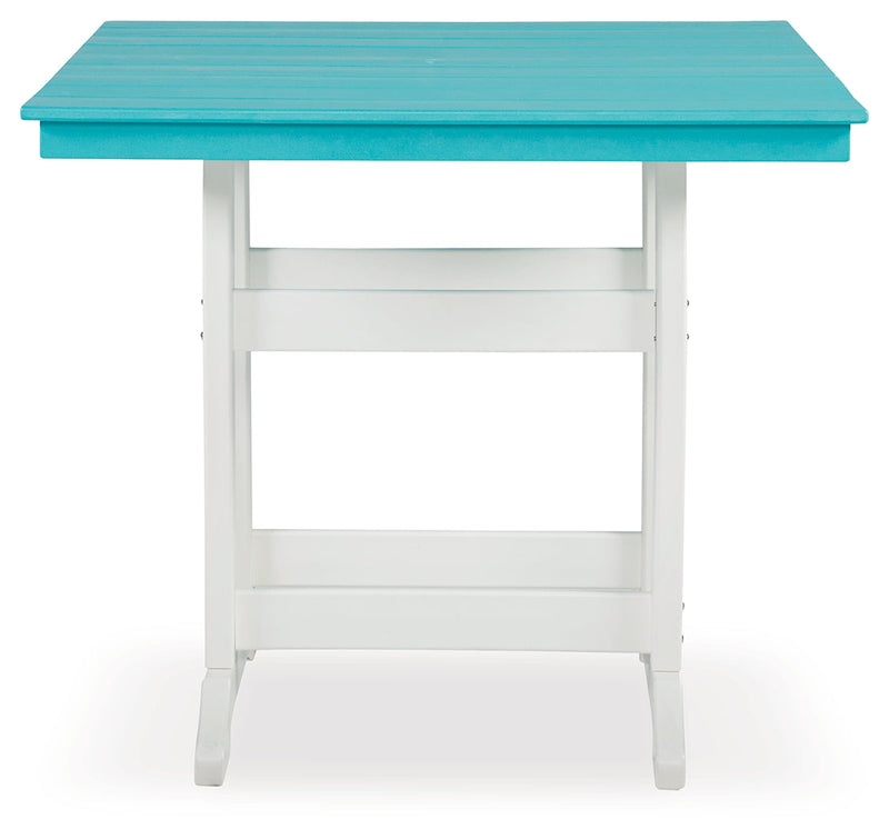 Eisely Turquoise/white Outdoor Counter Height Dining Table