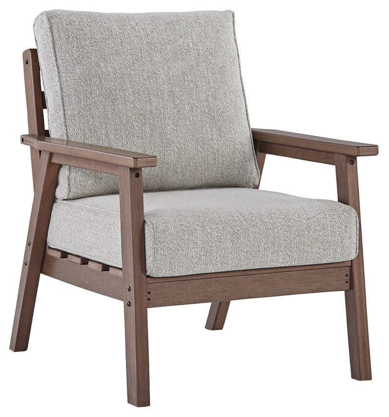 Emmeline Brown/beige Outdoor Lounge Chair With Cushion (Set Of 2)