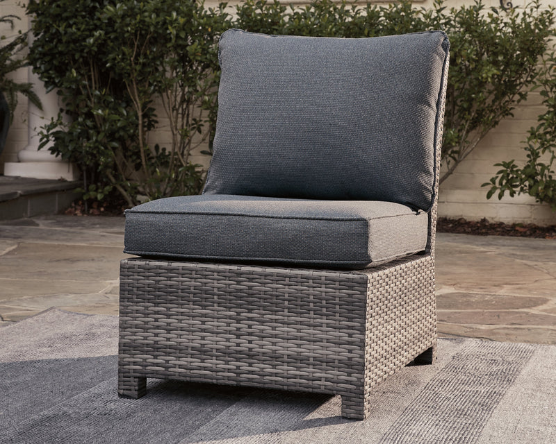 Salem Beach Gray Armless Chair With Cushion