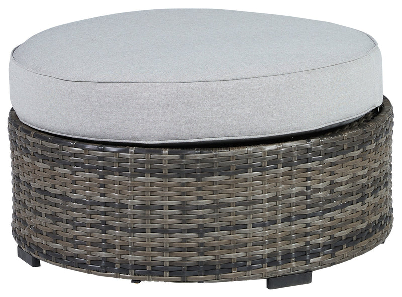 Harbor Court Gray Ottoman With Cushion